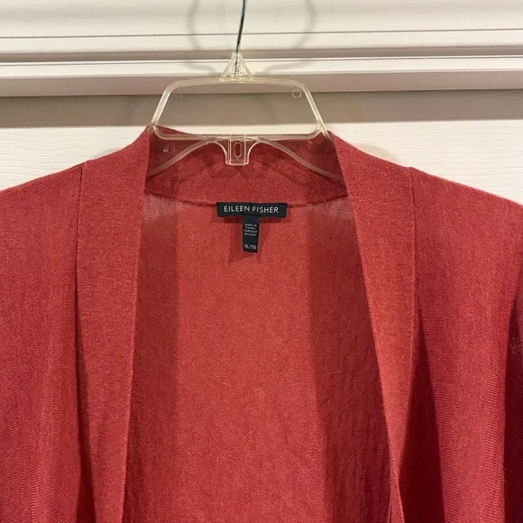 Eileen Fisher Women's Open Front Cardigan Sweater - Rust XL Like New - Picture 3 of 6